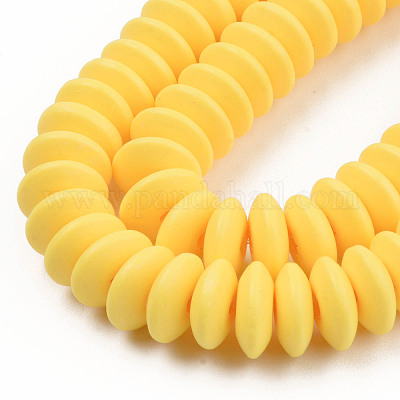 10 Strands Handmade Flat Round Colorful Polymer Clay Beads Strands  8.5~9x3.5mm