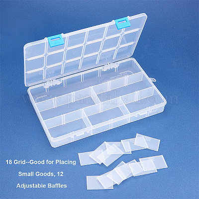 6 Pack 15 Grids Plastic Crafts Storage Boxes with Adjustable  Dividers,Jewelry Organizer Container for Beads Earrings Rings, Pink 