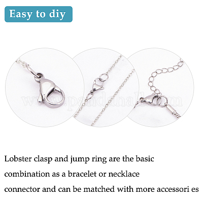 300pcs/box Stainless Steel Lobster Claw Clasps with Open Jump