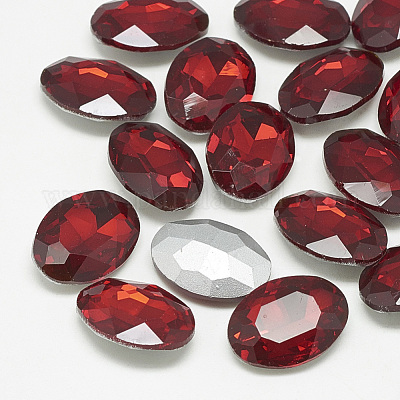 Cabochons en verre avec strass de dos avec point&nbsp;RGLA-T080-20x30mm-07-1
