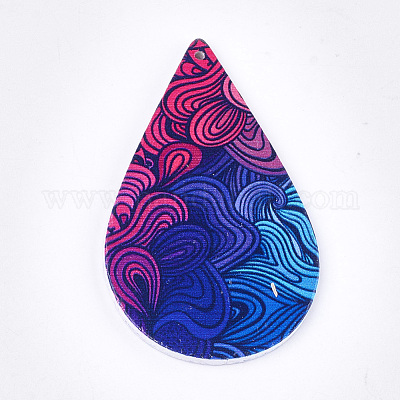 Gros pendentifs en bois imprimés&nbsp;WOOD-S051-01E-1