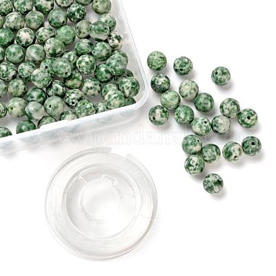 NITOPUPU 100 Perline Di Diaspro Naturale Liscio 8mm - Pietre Preziose Sfuse Per Creazione Gioielli Fai Da Te - Con Cordino Elastico Incluso