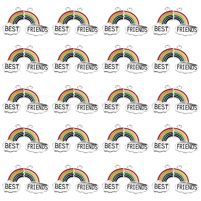 20 Pairs Rainbow Best Friends Enamel Charms