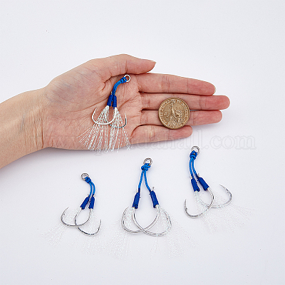 Wholesale SUPERFINDINGS 4 Sizes Double Fishing Assist Hooks Kit 8pcs Blue  Seal Slow Fast Fall Jigs Fishing Hook Sea Fishing Jigging Lures Hooks with  Tassel for Vertical Jig Fish Equipment Supplies 