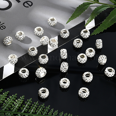 Multi Color Rondelle Spacer Beads Silver Plated Crystal Rhinestone Loose  Beads For Jewelry Bracelet Making Charms Accessories