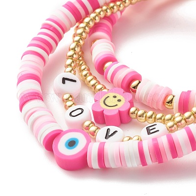 Heishi Surfer - Set Da 20 Braccialetti Elasticizzati Per Donna Con Perline In Argilla E Occhio Di Malocchio - Gioielli Bohémien Impilabili, Impermeabili, Regali Fai Da Te Per Amiche