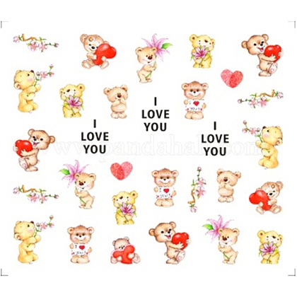 ネイルアート用品水転写ネイルシール ネイルチップの装飾用 クマ カラフル 6 125x5 3cmの通販 Jp Pandahall Com