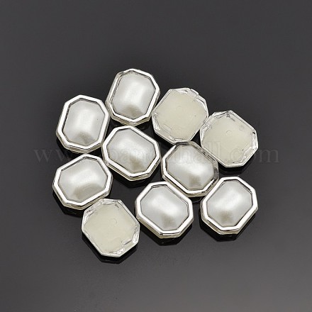 Sew on Taiwan Acrylic Imitation Pearl Silver Plated SA62-8x10-ACS-J2-1