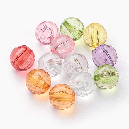 Faceted Round Transparent Acrylic Beads TACR-P053-12mm-25-1