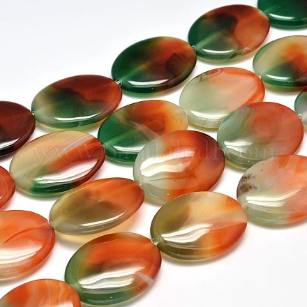 Dyed Oval Natural Agate Bead Strands G-M283-03-40x30mm-1