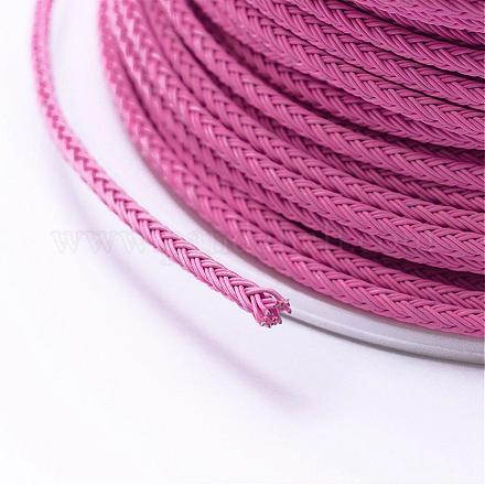 編組鋼線ロープコード  ジュエリーDIY製版材料  ショッキングピンク  2.2mm  約10ヤード/ロール（9.144メートル/ロール） OCOR-P003-2.2mm-01-1