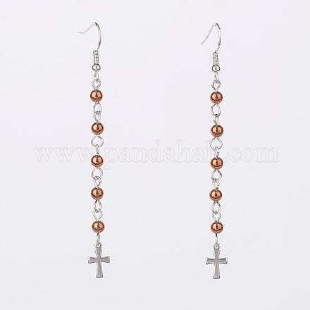 Non-Magnetic Synthetic Hematite Dangle Earrings EJEW-JE02419-02-1