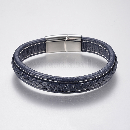 Bracelets en cuir tressé BJEW-H561-07E-1