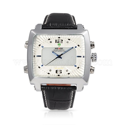 メンズレザースポーツの腕時計  高品質30防水ステンレス製のクオーツ時計をメートル  ブラック  255x21mm  ウォッチヘッド：50.5x54x16mm  ウオッチフェス：32x39mm WACH-N001-34-1