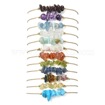 12 Stück geflochtene Perlenarmbänder im 12-Stil aus natürlichen und synthetischen gemischten Edelsteinsplittern BJEW-JB09851-1