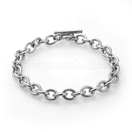 304 Stainless Steel Cable Chain Bracelets BJEW-G618-04P-1