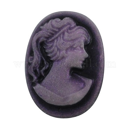 Cabochon in resina viola ovale piatta a forma di testa di donna X-RB021-1