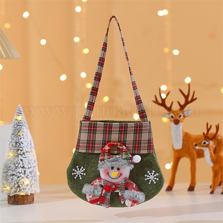 布製のキャンディーバッグ  クリスマスギフト包装用のクリスマス漫画キャンディーギフトバッグ  雪だるま  34~35cm  バッグ：15.3~15.5x18.5~19x0.4cm ABAG-C004-01B-1