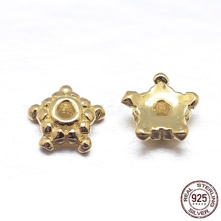 Real 18K Gold Plated 5-Petal 925 Sterling Silver Bead Caps STER-M100-11-1