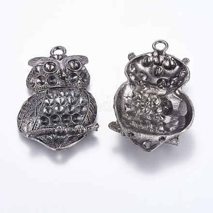 Tibetan Style Alloy Metal Big Owl Pendant Rhinestone Settings TIBEB-A101778-B-FF-1