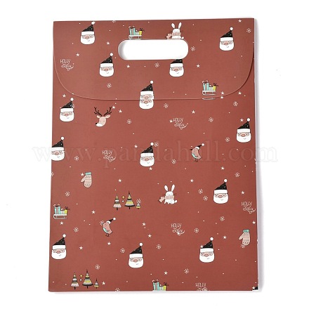 Рождественские тематические узоры прямоугольные сумки из крафт-бумаги CARB-L008-02L-01-1