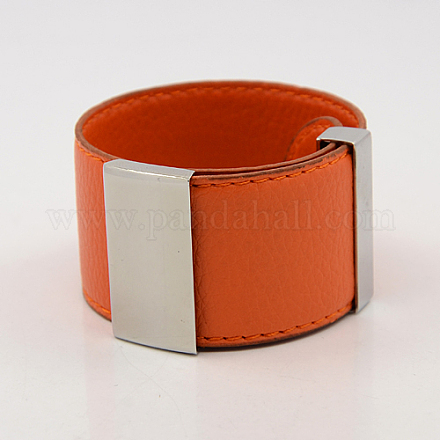 Wide Leather Bracelets BJEW-D029-7-1
