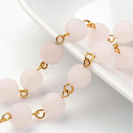 Handgemachte natürlichen Rosenquarz Perlenketten AJEW-JB00233-01-1