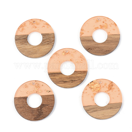 Colgantes de resina transparente y madera de nogal RESI-S389-013A-B04-1