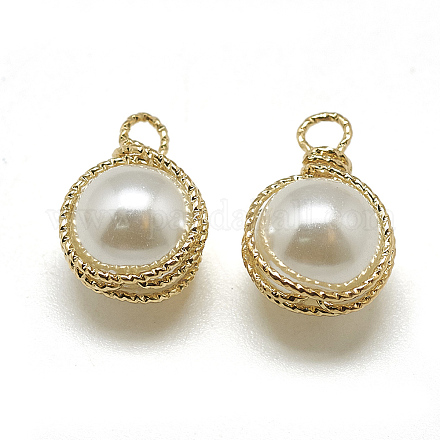 Abs de plástico imitación perla encantos X-KK-T032-091G-1