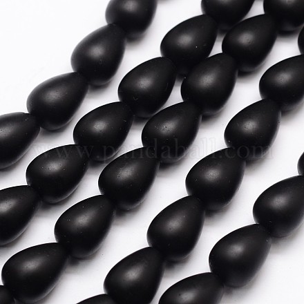 Gouttes de perles de pierre noire naturelle G-M307-031-1