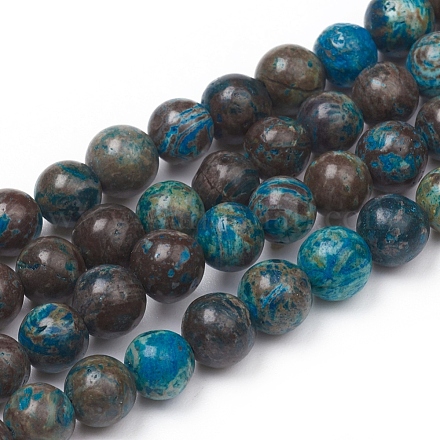 Fili di perline di malachite blu naturale G-G829-02-6mm-1