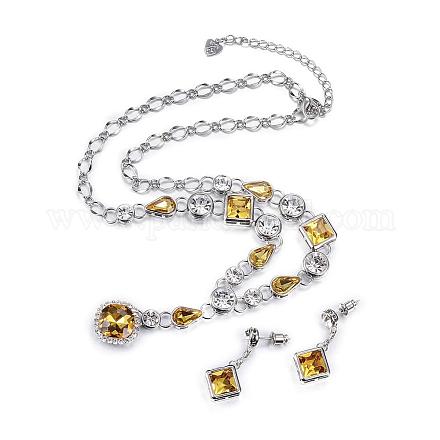 Brass Austrian Crystal Jewelry Sets SJEW-G034-E01-1