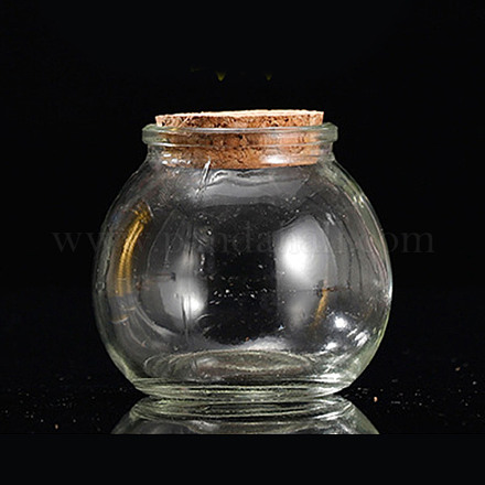 ガラスビーズコンテナ  希望のボトル  コルク付き  ラウンド  6.5x6.5cm PW-WG93011-04-1