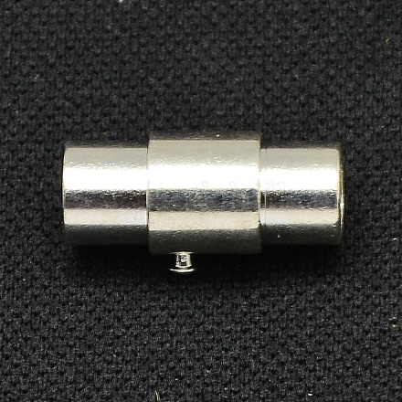 真鍮製マグネチックネジ式クラスプ  コラム  銀色のメッキ  18x10mm  穴：8mm X-KK-Q089-S-1