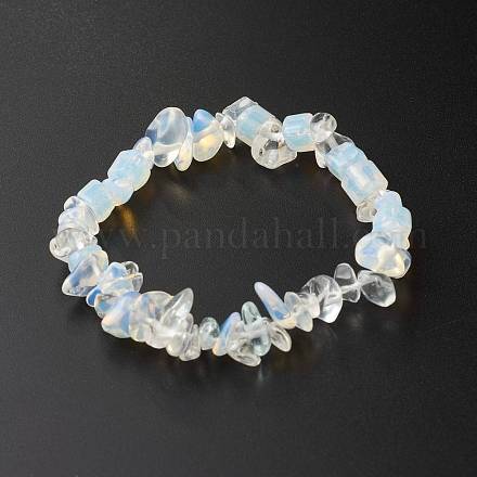 Bracelets extensibles en perles d'opalite pour enfants BJEW-JB06388-05-1