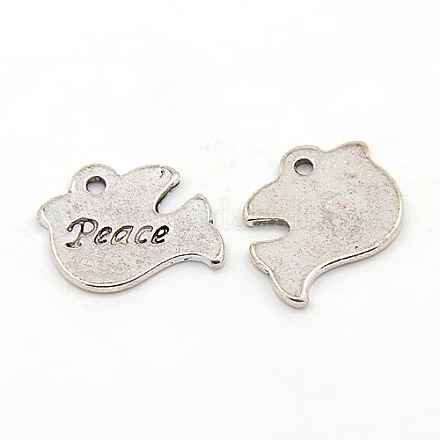 Tibetan Style Peace Dove Antique Silver Tone Message Pendants X-LF9758Y-NF-1