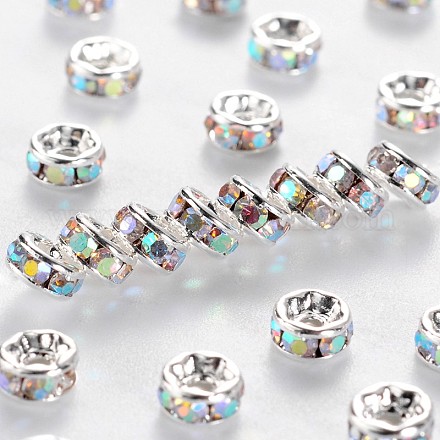 Brass Grade A Rhinestone Spacer Beads RSB037NF-02-1