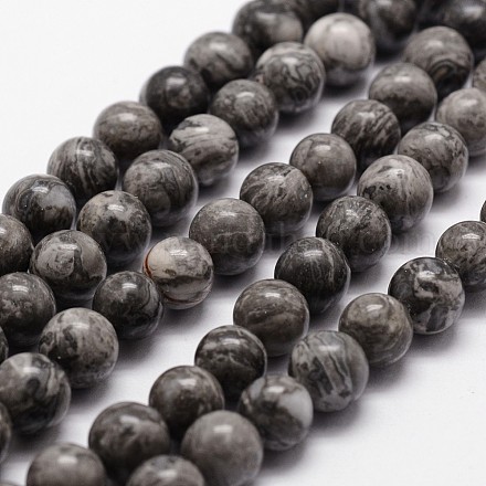 Chapelets de perles en pierre de carte/pierre picasso/picasso jasper naturelles  X-G-D840-60-4mm-1