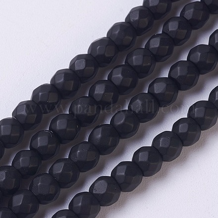 Chapelets de perles en pierre noire synthétique X-G-C059-4mm-1-1