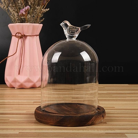 Bird Shaped Top Clear Glass Dome Cover BOTT-PW0003-001B-C02-1