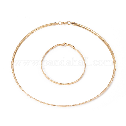 Placage ionique (ip) 304 ensembles de colliers et bracelets en chaîne en acier inoxydable SJEW-E334-01B-G-1