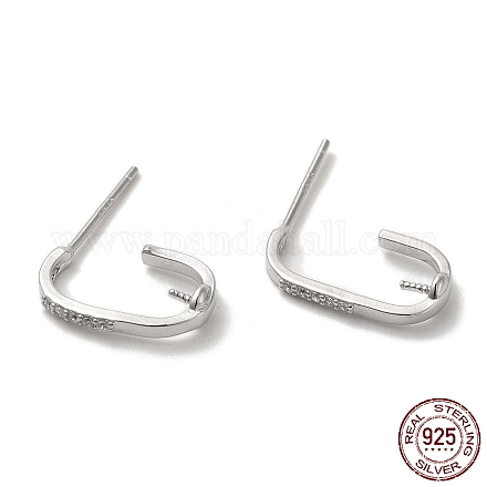 Boucles d'oreilles ovales plaquées rhodium en argent sterling 925 STER-P056-09P-1