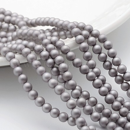 Chapelets de perles rondes en coquille mate BSHE-F013-06C-4mm-1