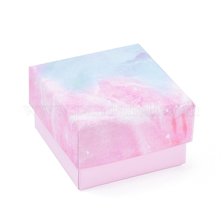 厚紙箱リングボックス  内部のスポンジ  正方形  空色  5.2x5.2x3.2cm CBOX-G018-A02-1
