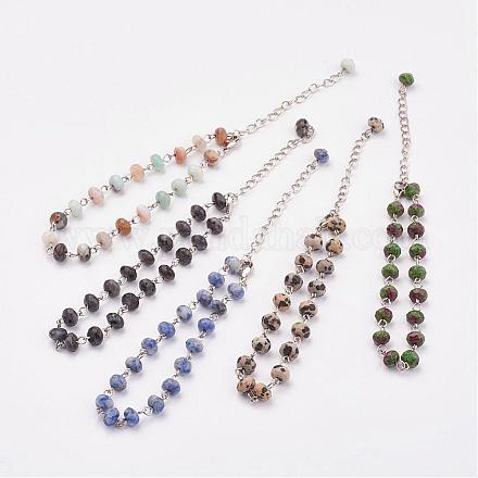 Mixed Stone Beads Anklets AJEW-AN00198-1