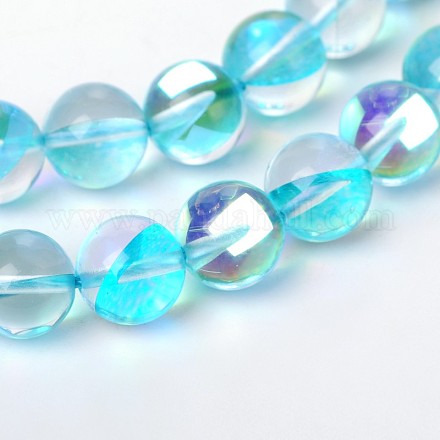 Synthetical Moonstone Round Beads Strands G-M049-8mm-02H-1