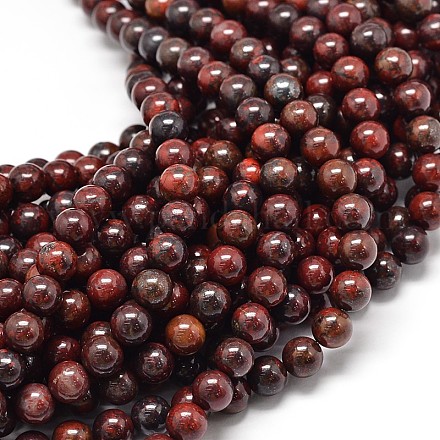 Naturelles bréchiques rondes de jaspe perles brins G-P075-14-8mm-1