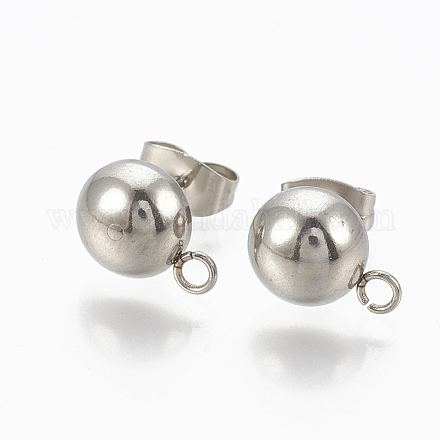 201 Stainless Steel Stud Earring Findings STAS-Q225-16A-8mm-1