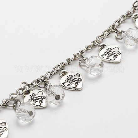 Chaînes avec perles en rondelles facettées en verre manuelles pour réaliser de colliers et bracelets AJEW-JB00088-01-1
