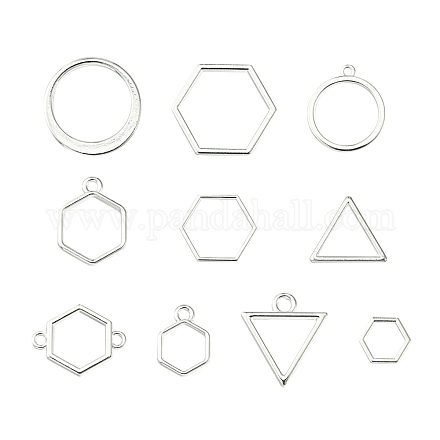 10 pièces pendentifs et liens en alliage à lunette ouverte PALLOY-YWC0002-01S-1